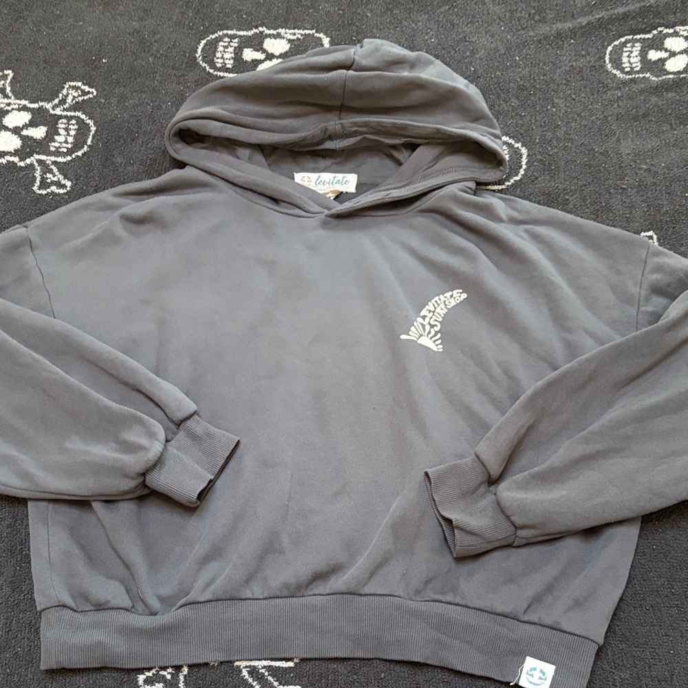 Levitate Gray Cropped Hoodie sz L